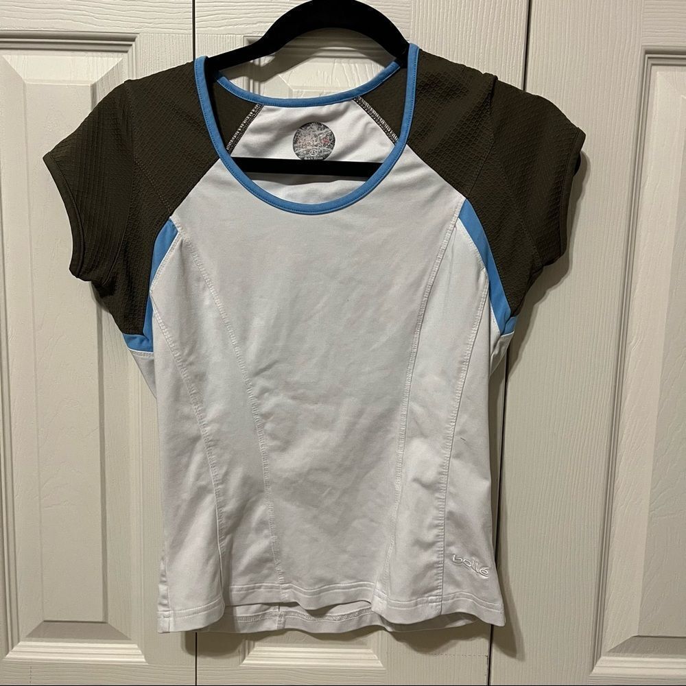 Bolle t shirt women vintage XS extra small great used condition blue brown white